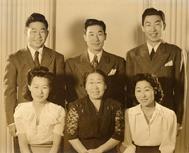 1941 - Los Angeles - Helen Ahn with her five children: R to L Soorah, Helen, Soosan, Ralph, Philip and Philson.